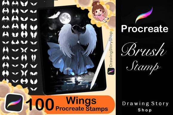 100 Procreate Wings Stamp Brushes: Enhancing Digital Artistry with Creative Freedom