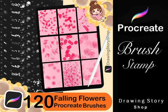 120 Procreate Falling Flowers Brushes for Digital Art Creation