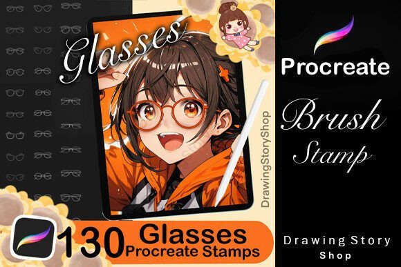 130 Procreate Glasses Stamp Brushes