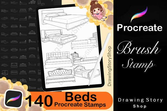 140 Procreate Beds Brushes Stamps for Creative Designers