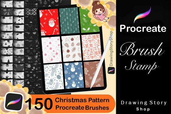 150 Procreate Christmas Pattern Brushes for Creative Digital Art