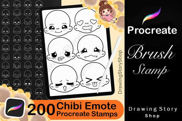200 Procreate Chibi Emote Brushes Set 1: A Practical Tool for Digital Artists and Creators