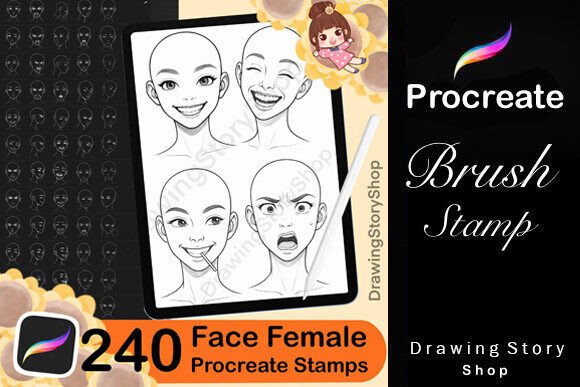 240 Procreate Face Female Brushes Stamp: Creative Power for Digital Artists