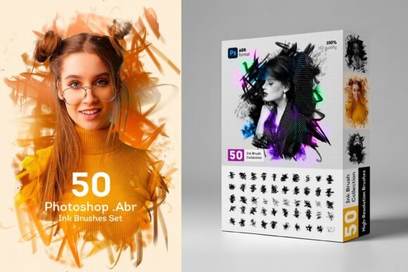 50 Ink Brushes Collection PS .abr – A Must-Have Tool for Photoshop Artists