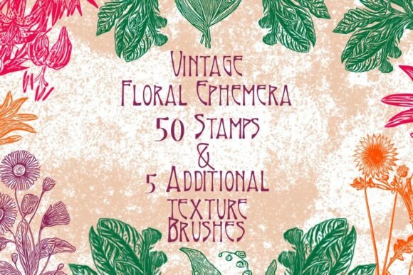 50 Vintage Floral Ephemera Brushes for Timeless Digital Art