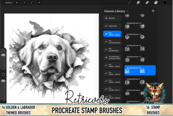 Golden Retriever Procreate Brushes for Dynamic Digital Art