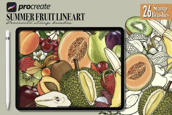 Procreate Summer Fruit Stamp Brushes for Creative Projects