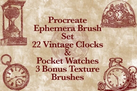 Vintage Clock Watch Procreate Brushes